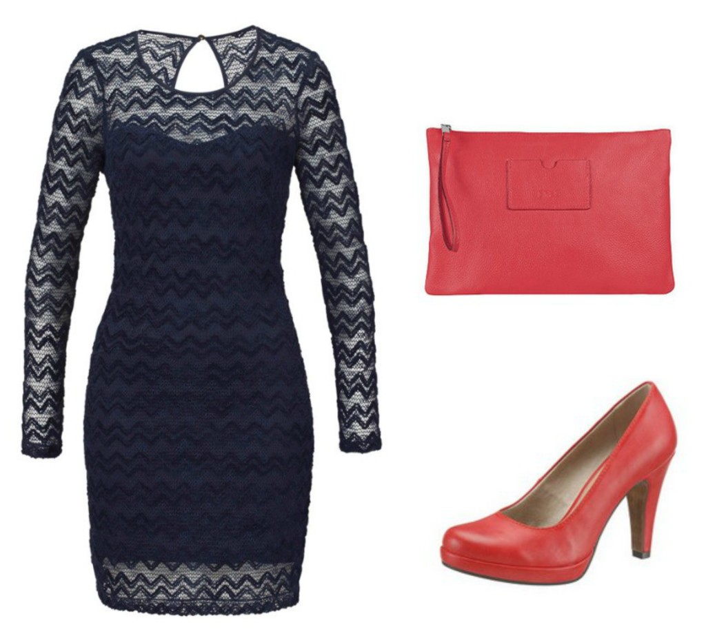 Hochzeitsgastoutfit naviblue-red